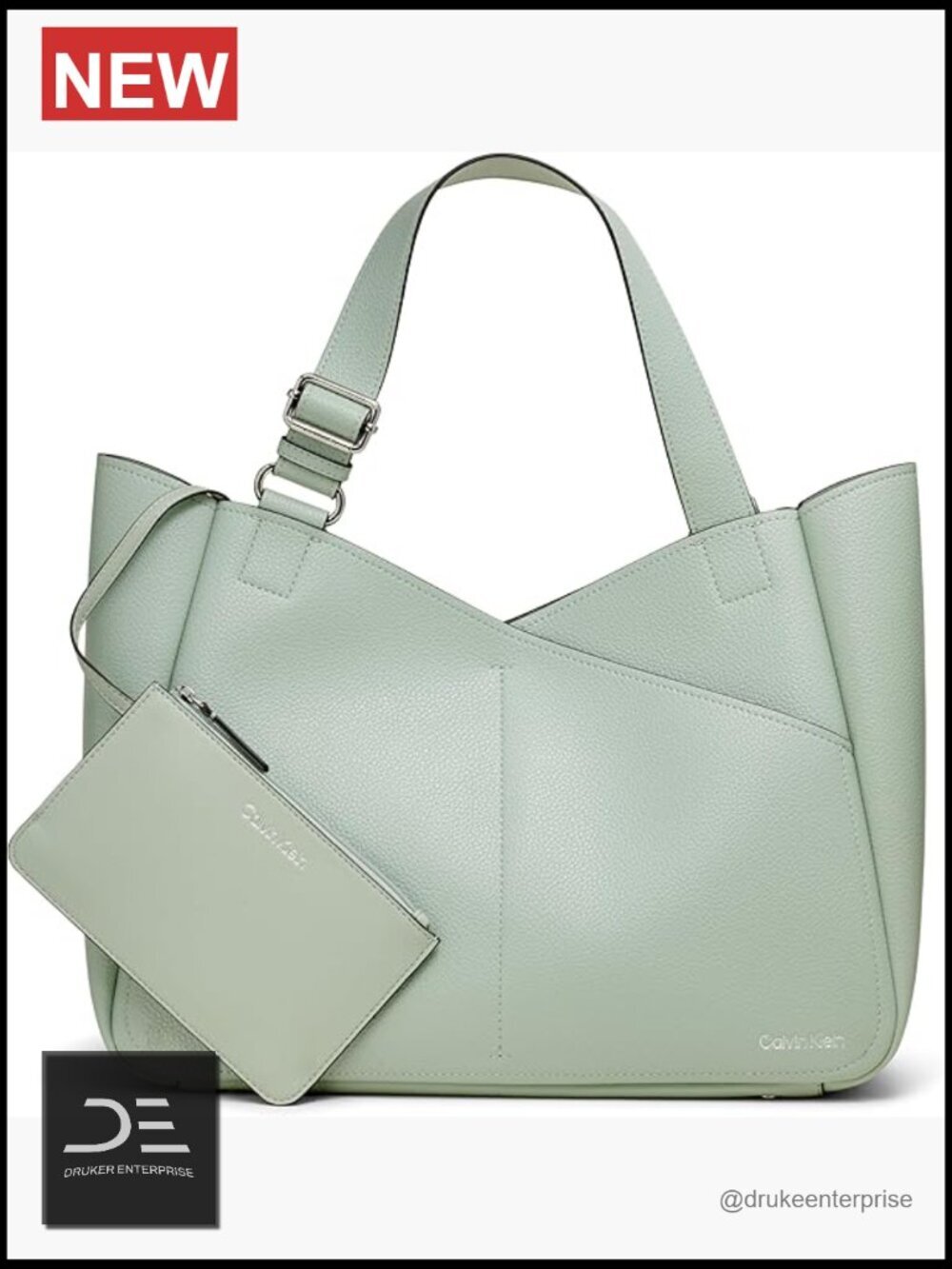 Patchwork Monogram Tote with Detachable Pouch, Adjustable Straps